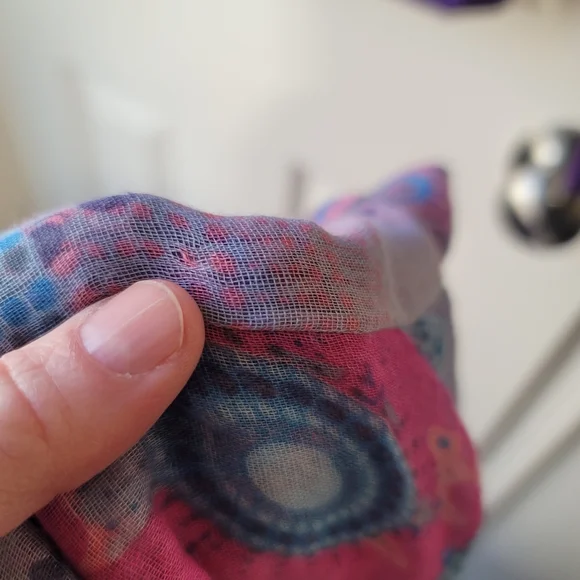 Vibrant Pink & Blue Infinity Scarf, 100% Viscose - Picture 4 of 8